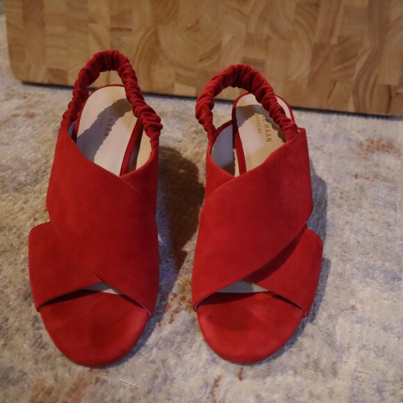 Cole Haan Size 8 Red Suede Block Heels - Picture 5 of 8